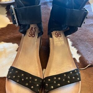 A.S.98 Women's Black Studded Sandals